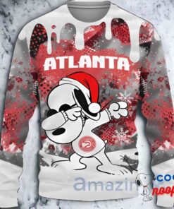 Nba Atlanta Hawks White Red Snoopy Dabbing Ugly Christmas Sweater 1