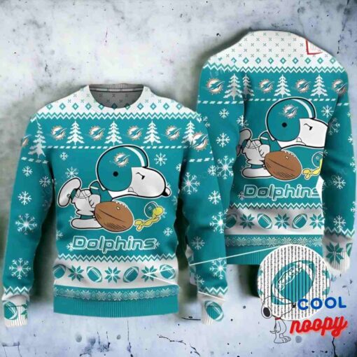 Nfl Miami Dolphins Snoopy Ugly Sweater Christmas 1