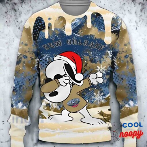 New Orlean Pelicans Snoopy Dabbing The Peanuts Sports Ugly Christmas Sweaters 1