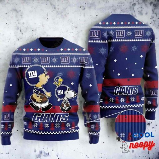 New York Giants Peanuts Snoopy Ugly Christmas Sweater 1
