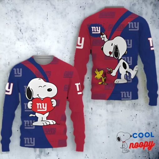 New York Giants Snoopy Cute Heart Ugly Sweater Christmas 1