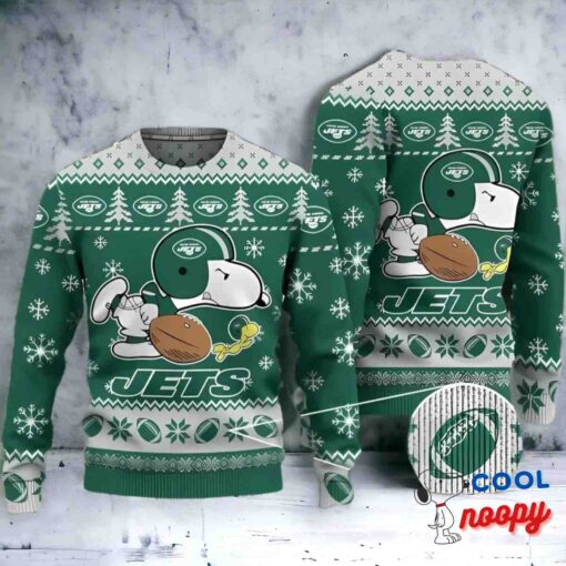 New York Jets Logos American Football Snoopy Dog Christmas Ugly Sweater 1