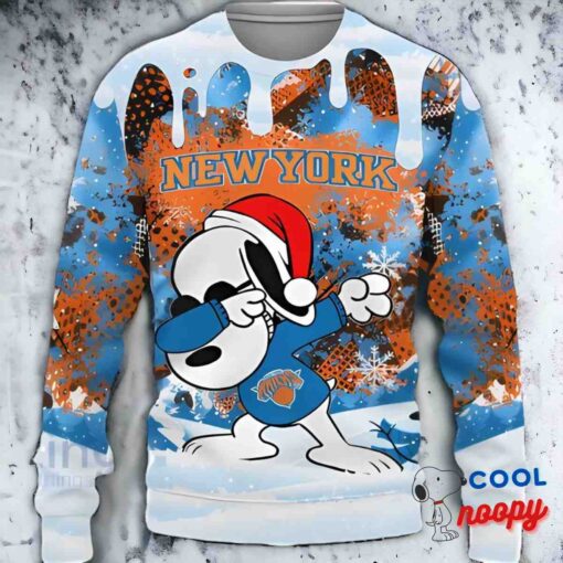 New York Knicks Snoopy Dabbing The Peanuts Sports Ugly Christmas Sweater 1