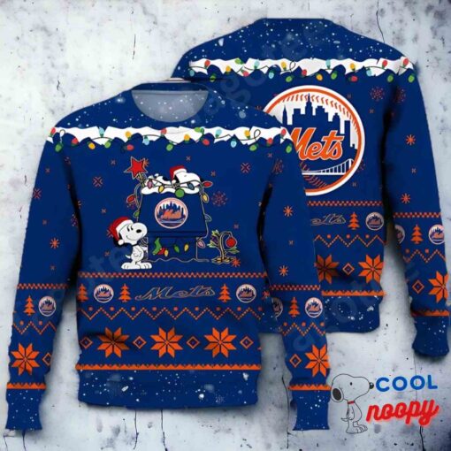 New York Mets Snoopy Mlb Ugly Christmas Sweater 1