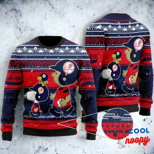 New York Yankees Snoopy Lover Ugly Christmas Sweater 1