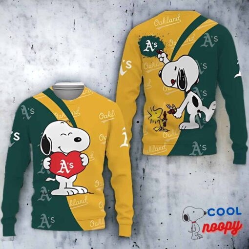 Oakland Athletics Snoopy Cute Heart Funny Sweater 1
