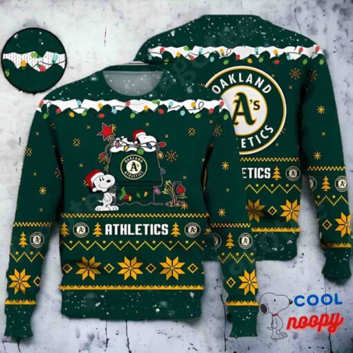Oakland Athletics Snoopy Mlb Ugly Christmas Sweater 1