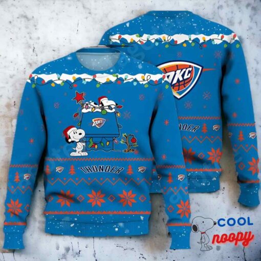 Oklahoma City Thunder Snoopy Nba Ugly Christmas Sweater 1