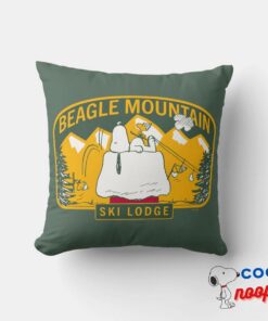 Peanuts Beagle Mountain Ski Lodge Throw Pillow 5