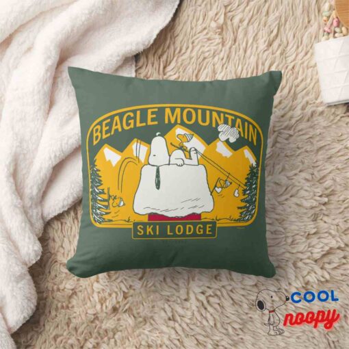 Peanuts Beagle Mountain Ski Lodge Throw Pillow 8