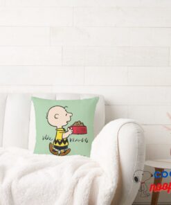 Peanuts Charlie Brown With Snoopys Dish Throw Pillow 2