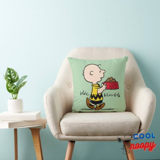 Peanuts Charlie Brown With Snoopys Dish Throw Pillow 3