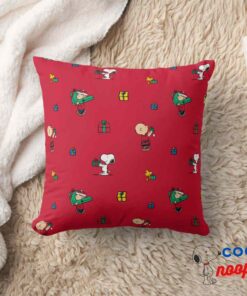 Peanuts Christmas Gift Giving Red Throw Pillow 8