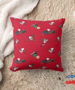 Peanuts Christmas Gift Wrapping Pattern Throw Pillow 8