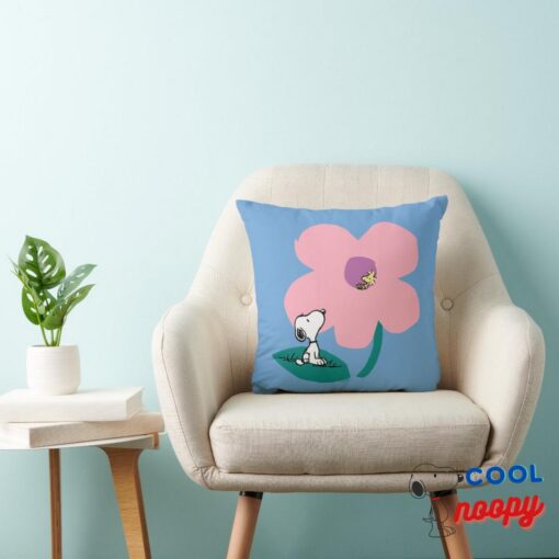 Peanuts Illustrating Nature Pink Flower Throw Pillow 4