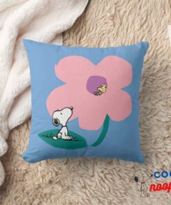 Peanuts Illustrating Nature Pink Flower Throw Pillow 8