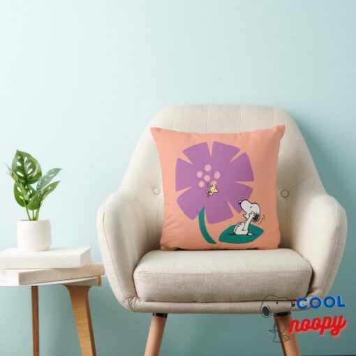 Peanuts Illustrating Nature Purple Flower Throw Pillow 4