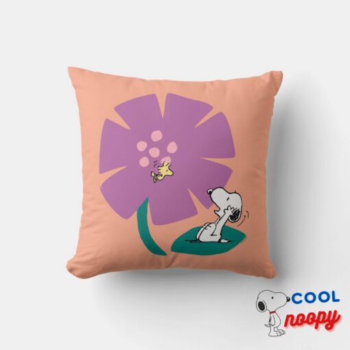 Peanuts Illustrating Nature Purple Flower Throw Pillow 6