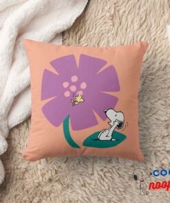 Peanuts Illustrating Nature Purple Flower Throw Pillow 8