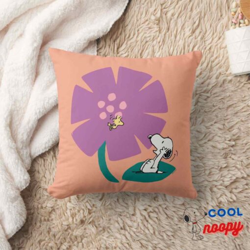 Peanuts Illustrating Nature Purple Flower Throw Pillow 8
