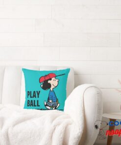 Peanuts Lucy Playing Baseball Throw Pillow 2
