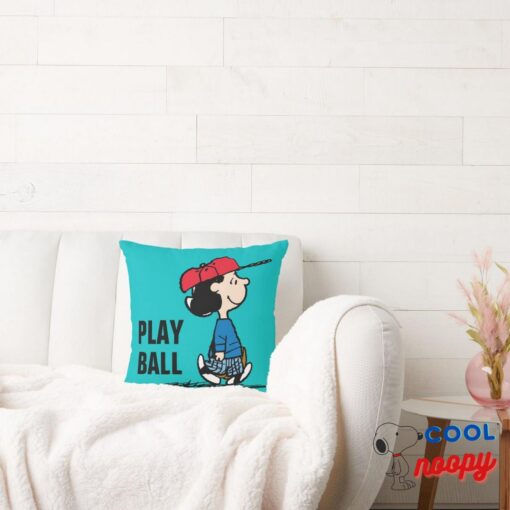 Peanuts Lucy Playing Baseball Throw Pillow 2