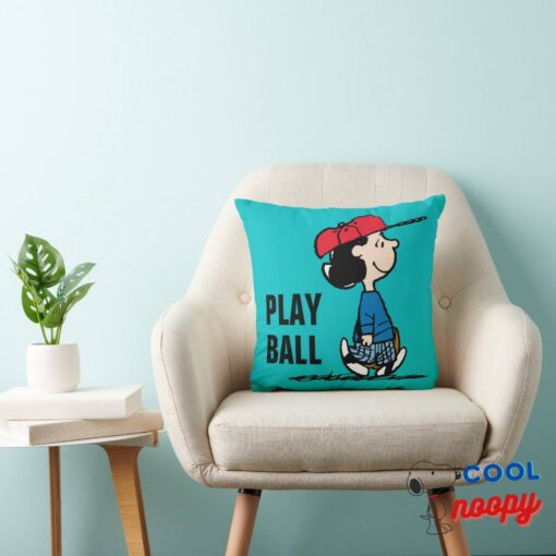 Peanuts Lucy Playing Baseball Throw Pillow 3
