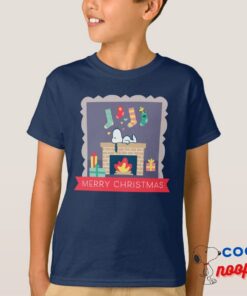 Peanuts Merry Christmas Snoopy Fireplace Napping T Shirt 15