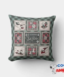 Peanuts Old Fashioned Sleigh Rides Pattern Throw Pillow 4