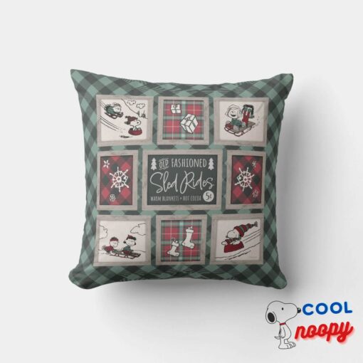 Peanuts Old Fashioned Sleigh Rides Pattern Throw Pillow 4