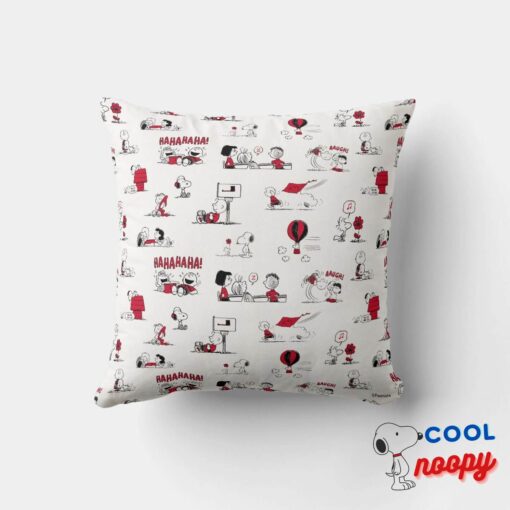 Peanuts Red Black Pattern Throw Pillow 4