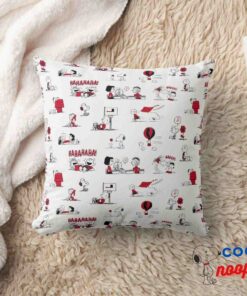Peanuts Red Black Pattern Throw Pillow 8