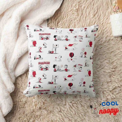 Peanuts Red Black Pattern Throw Pillow 8