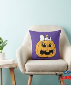 Peanuts Snoopy And Woodstock Jack O Lantern Throw Pillow 3
