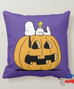 Peanuts Snoopy And Woodstock Jack O Lantern Throw Pillow 5