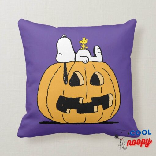 Peanuts Snoopy And Woodstock Jack O Lantern Throw Pillow 5