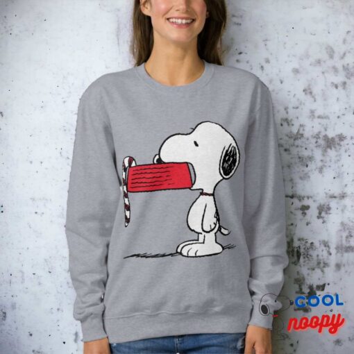 Peanuts Snoopy Candy Cane Food Dish Sweatshirt 1