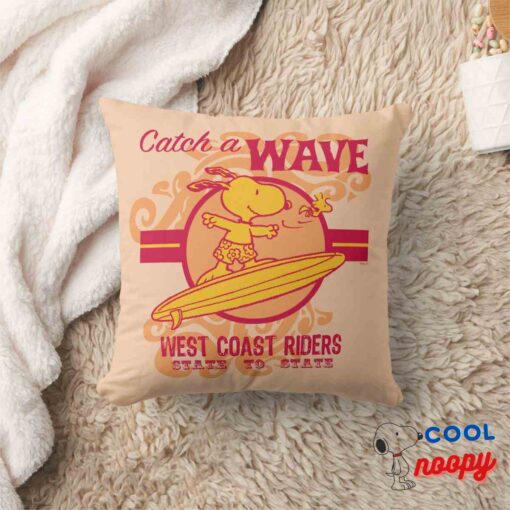 Peanuts Snoopy Catch A Wave West Coast Riders Throw Pillow 8