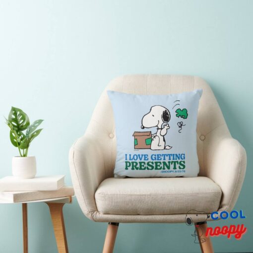 Peanuts Snoopy I Love Getting Presents Throw Pillow 2