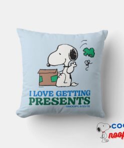 Peanuts Snoopy I Love Getting Presents Throw Pillow 4