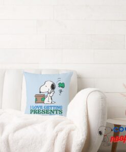 Peanuts Snoopy I Love Getting Presents Throw Pillow 8