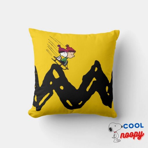 Peanuts Snoopy Linus Sled Ride Throw Pillow 5