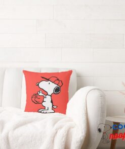 Peanuts Snoopy Making The Catch Throw Pillow 2