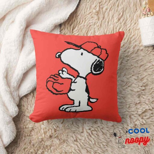 Peanuts Snoopy Making The Catch Throw Pillow 8