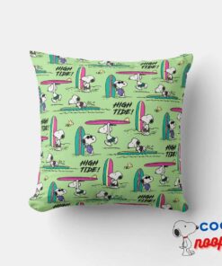 Peanuts Snoopy Ocean High Tide Pattern Throw Pillow 6