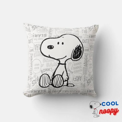 Peanuts Snoopy On Black White Comics Throw Pillow 5