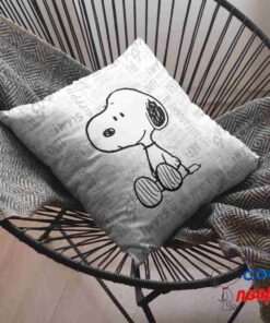 Peanuts Snoopy On Black White Comics Throw Pillow 7