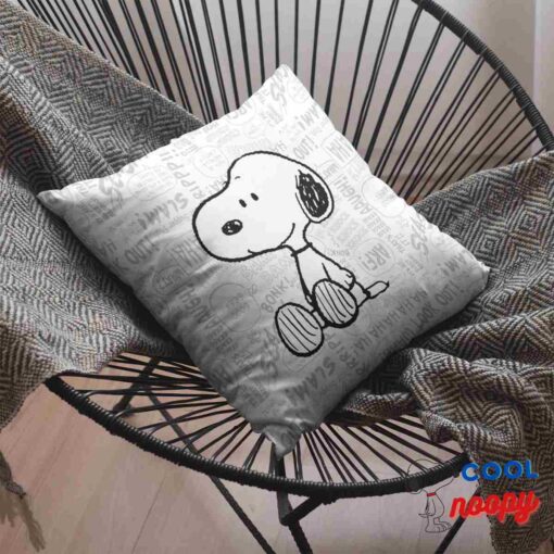 Peanuts Snoopy On Black White Comics Throw Pillow 7