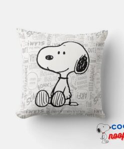 Peanuts Snoopy On Black White Comics Throw Pillow 8