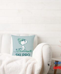 Peanuts Snoopy On Skis Throw Pillow 2